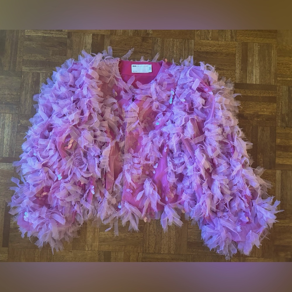 Pink embellished jacket. ASOS Size 4